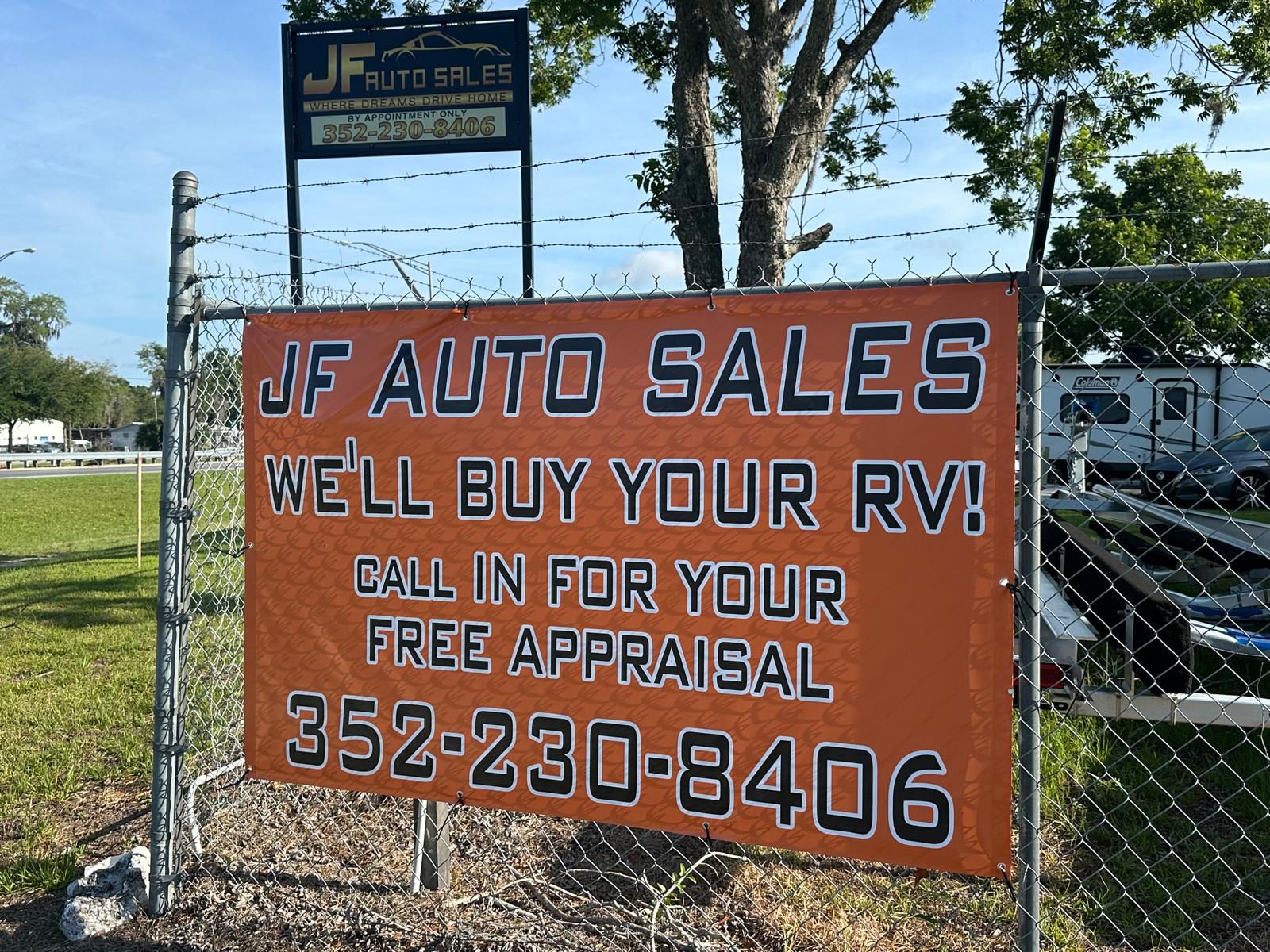 JF Auto Sales we buy your RV banner